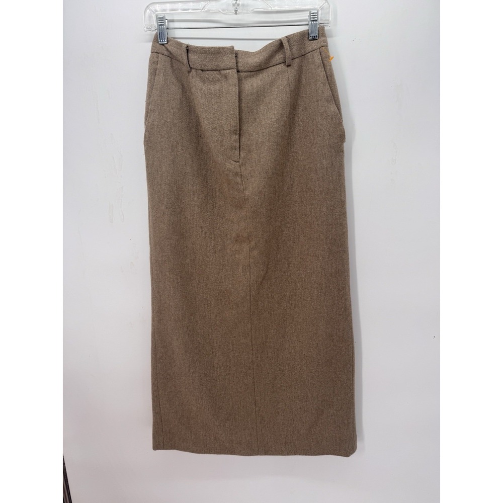 Vintage David Hollis Wool Maxi Pencil Skirt Size 6 Brown Academia Cottagecore